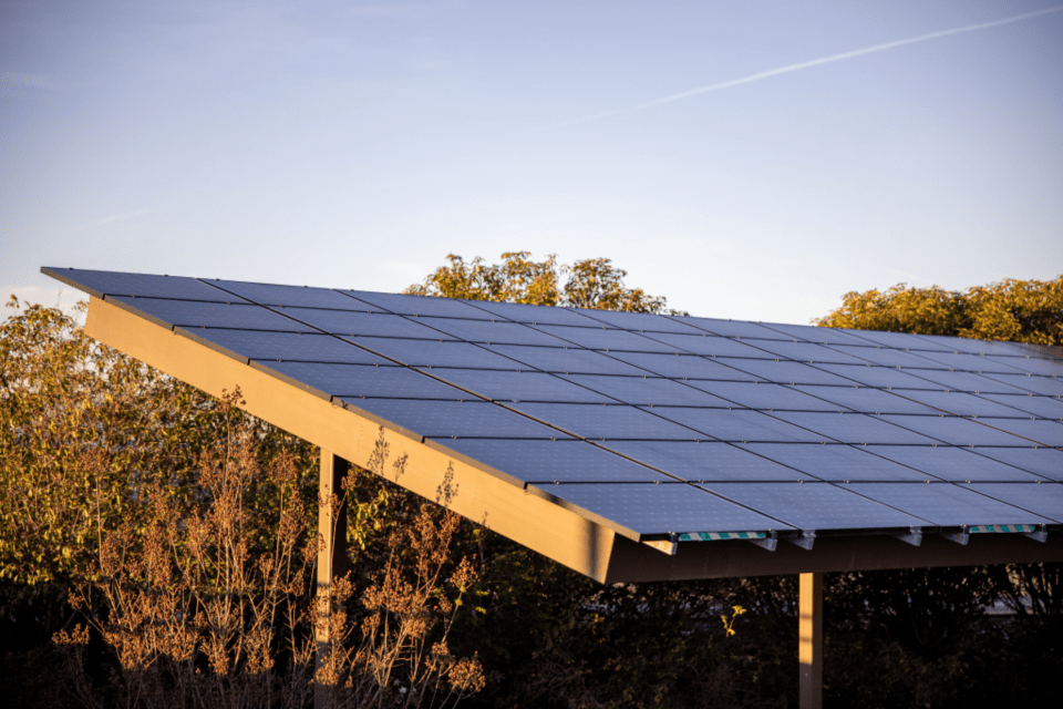 A clean solar panel array